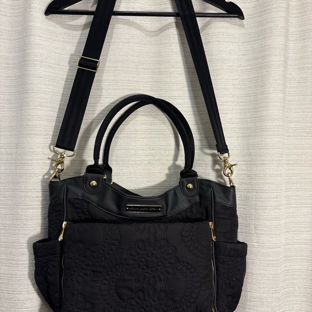 Petunia Pickle Bottom Black Baby Diaper Bag Purse Crossbody Tote Handbag